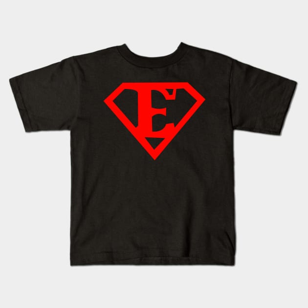 Super E symbol 02 Kids T-Shirt by edwinj22